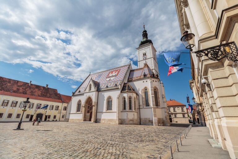 Zagreb’s St. Mark’s Church – The iconic cathedral with its colorful tiled roof, a symbol of Croatia’s capital.