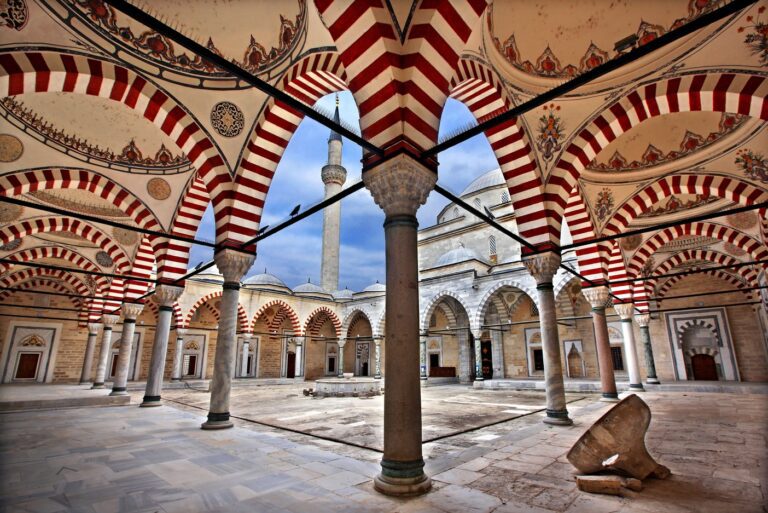 Ottoman architecture of Selimiye Mosque, Edirne, on cultural tour Bulgaria Turkey.