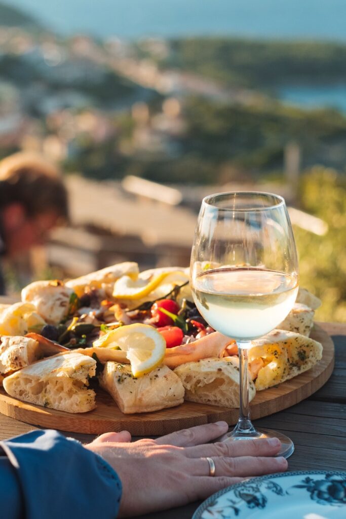 Traditional Istrian focaccia with white wine – A delicious local specialty enjoyed on our Istria culinary tour.