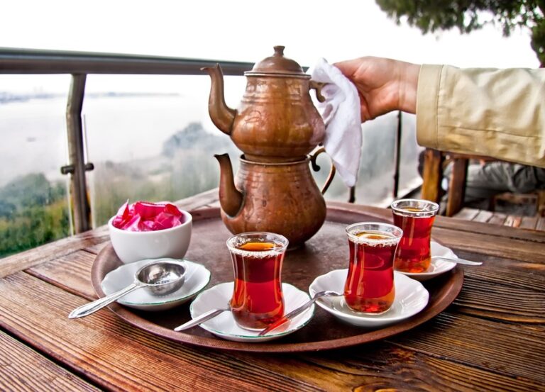 Traditional Turkish tea served on the final day of Bulgaria Turkey lavender and wine tour.